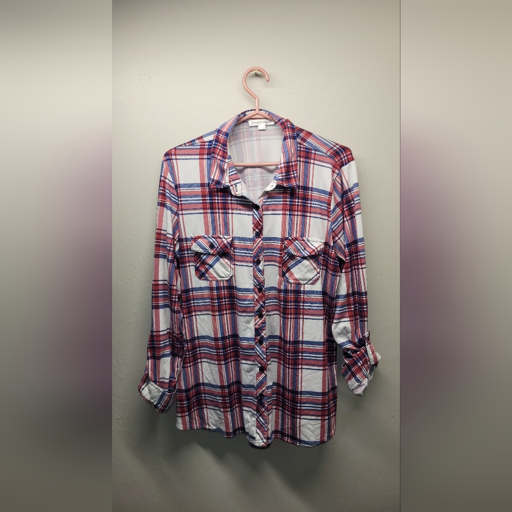 Womens warehouse one plaid ultra soft button up shirt - collared